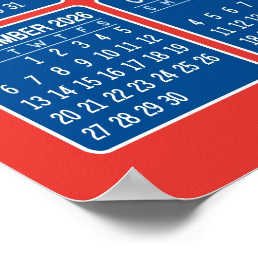 2026 Agenda - VS 250 Rood Wit Blauw Poster (Hoek)