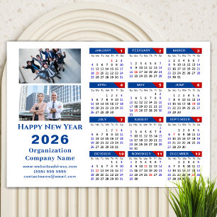 2026 Agenda Zakelijk Eenvoudig Blauw Rood Magnetis