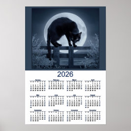 2026 Agenda Zwarte Kat op een Schutting bij Volle  Poster