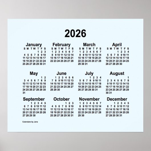 2026 Alice Blue Kalender van Janz Print (Voorkant)