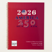 2026 Amerika 250 Rode Herdenkingslogo & QR-code Planner (Voorkant)