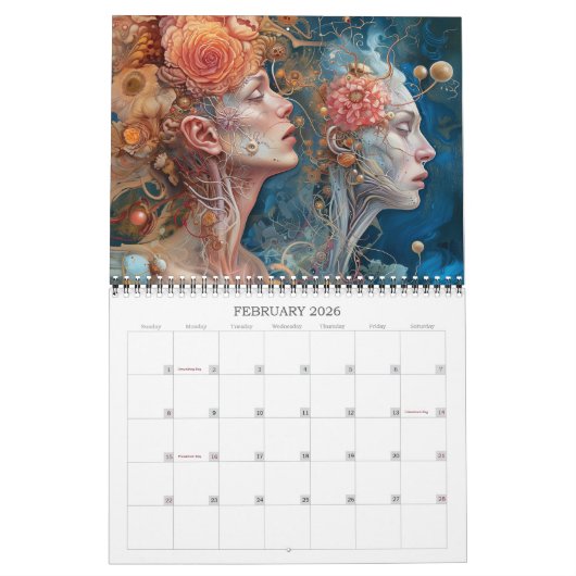 2026 Anatomie 3 surrealistische kunstkalender Kalender (Feb 2026)