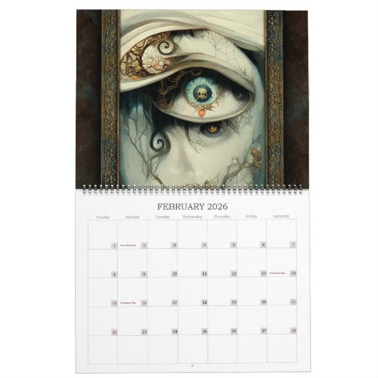 2026 Ancien Pays 3 Calendrier d'Art Surréel (Feb 2026)