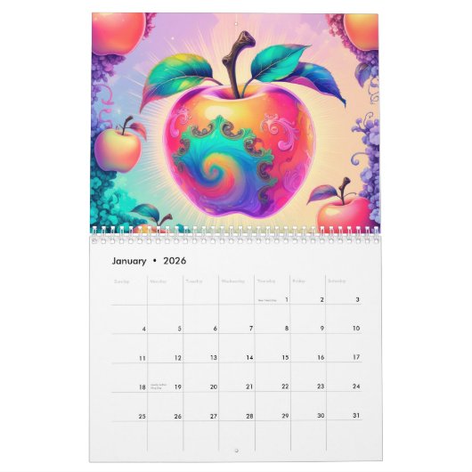 2026 année avec fruits Calendrier (Jan 2026)