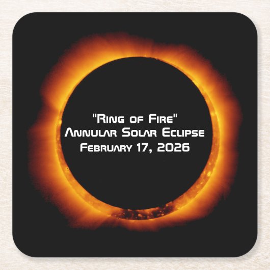 2026 Annular Ring of Fire Solar Eclipse Vierkante Kartonnen Onderzetter (Voorkant)
