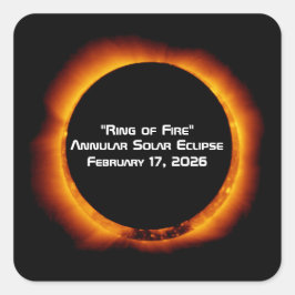 2026 Annular Ring of Fire Solar Eclipse Vierkante Sticker