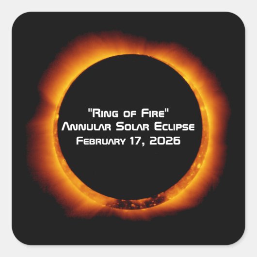 2026 Annular Ring of Fire Solar Eclipse Vierkante Sticker (Voorkant)
