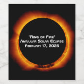 2026 Annular Ring of Fire Solar Eclipse Wijn Etiket (Enkel label)