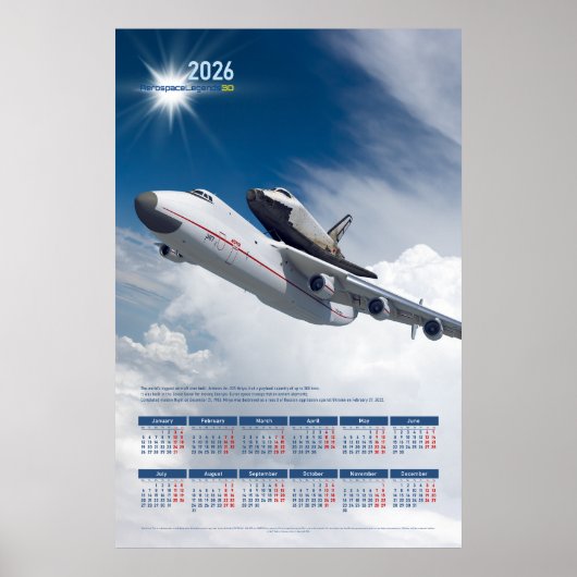 2026 Antonov An-225 Mriya technische kalender Poster (Voorkant)