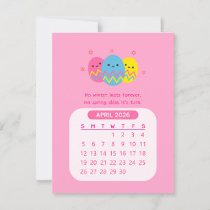 2026 April Maandelijkse Kawaii Motivatie Kalender Briefkaart