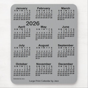 2026 Batleship Grey Large Print Calendar van Janz Muismat