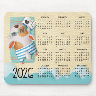 2026 Beach Dog Desk Calendar Mouse Pad Muismat