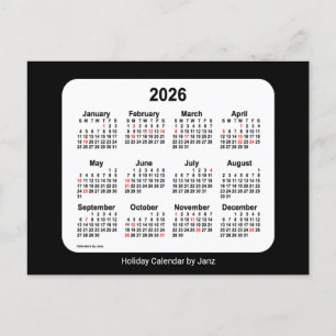 2026 Black Holiday Mini Kalender van Janz Feestdagenkaart