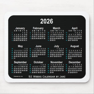 2026 Black Neon 52 Weeks Agenda van Janz Muismat