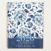 2026 Blauwe Aquarel Bloemige Start van Iets Niews Planner (Voorkant)