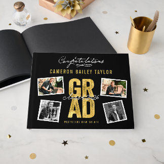 2026 Bold Goud GRAD 4 Multi Foto Afstudeerfeest Gastenboek