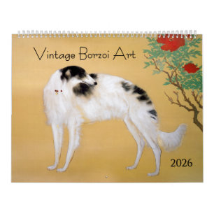 2026 Borzoi Kunstkalender in vintage stijl Kalender