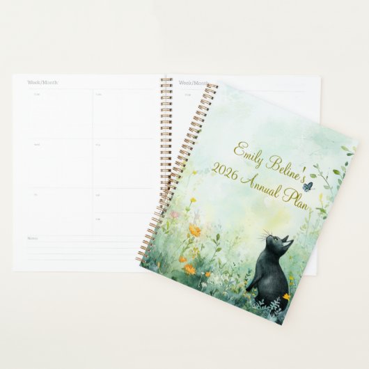 2026 Botanical Cat Planner | Minimal Cat Planner (Devant avec enveloppe)
