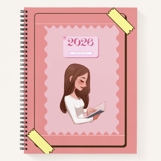 2026 Cahier de Journal Esthétique – Rose Pastel Mi (Devant)
