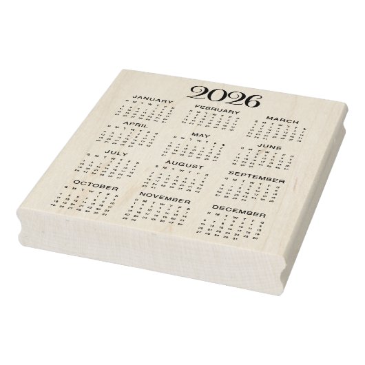 2026 Calendar #1 Four Rows, Three Columns Rubberstempel (Stempel)