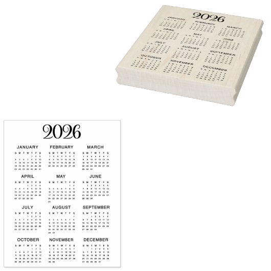 2026 Calendar #1 Four Rows, Three Columns Rubberstempel (Gestempeld)