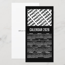 2026 Calendar Add 1 Horizontal Photo Card black