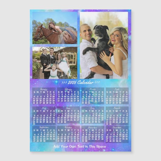 2026 Calendar Boho Watercolor Custom Photo Magnet (Devant)