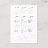 2026 Calendar Business Card - SUNDAY Vertical Visitekaartje (Achterkant)