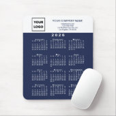 2026 Calendar Business Logo Text Navy Blue White Muismat (Met muis)