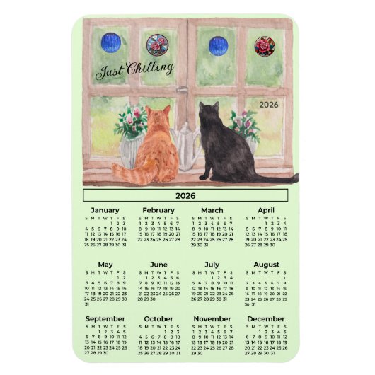 2026 Calendar Cats in the Window Flexible Magnet (Vertical)