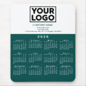 2026 Calendar Company Logo and Text Teal White Muismat (Voorkant)