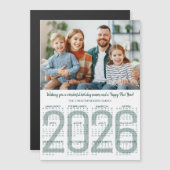 2026 Calendar Custom Color Modern Christmas Card (Voorkant / Achterkant)