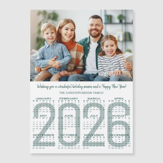 2026 Calendar Custom Color Modern Christmas Card (Voorkant)
