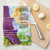 2026 Calendar Eiffel Tower Pointillism Landscape Theedoek (Quarter Fold)