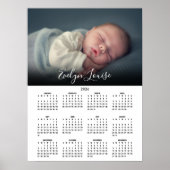 2026 Calendar Elegant Script Name Photo Poster (Voorkant)