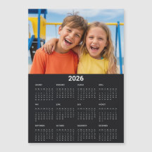 2026 Calendar Full Year Photo Black Fridge Magnet