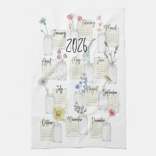 2026 Calendar Kitchen Tea Towel Theedoek (Verticaal)