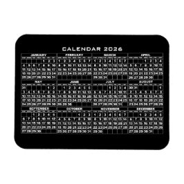2026 Calendar Magnet Black Magneet