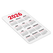 2026 Calendar Magnet | Red Black Gray White Magneet (Rechterzijde)