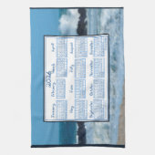 2026 Calendar Ocean Waves Beach Rocks Fabric Font Theedoek (Verticaal)