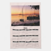 2026 Calendar of a Sunset on Lake with Silhouette Theedoek (Verticaal)