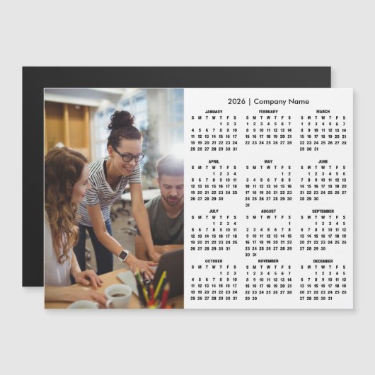2026 Calendar Personalized Business Photo Magnet (Devant / Derrière)