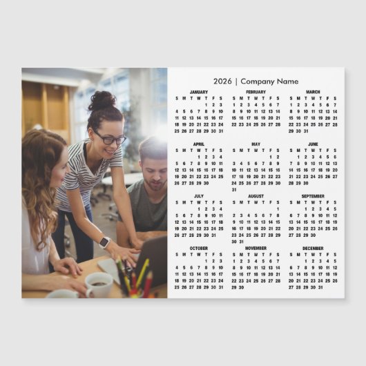 2026 Calendar Personalized Business Photo Magnet (Voorkant)