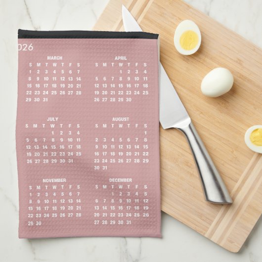 2026 Calendar Script Name Photo Dusty Rose Pink Theedoek (Quarter Fold)