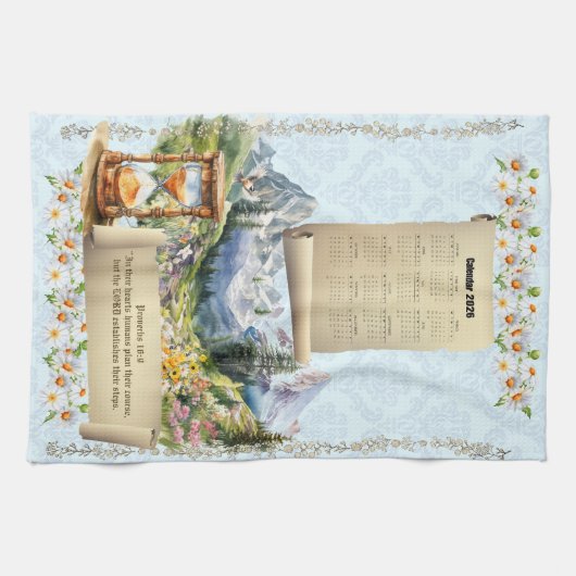 2026 Calendar Towel Alps Mountains Proverbs Theedoek (Horizontaal)