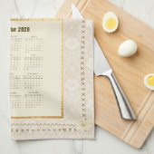 2026 Calendar Towel Tea Time or Custom Message Theedoek (Quarter Fold)