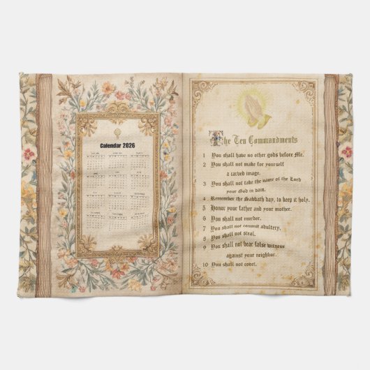2026 Calendar Towel Ten Commandments Monastic  Theedoek (Horizontaal)