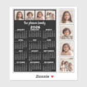 2026 Calendar with 4 Photo Collage and 4 square Sticker (Vel)
