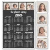 2026 Calendar with 4 Photo Collage and 4 square Sticker (Voorkant)