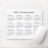 2026 Calendar with Company Name on White Muismat (Met muis)